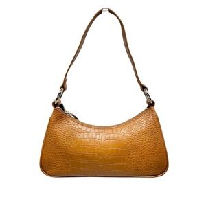 Hyer Goods Mini Shoulder Bag Tan Croc Baguette NWOT Never Used